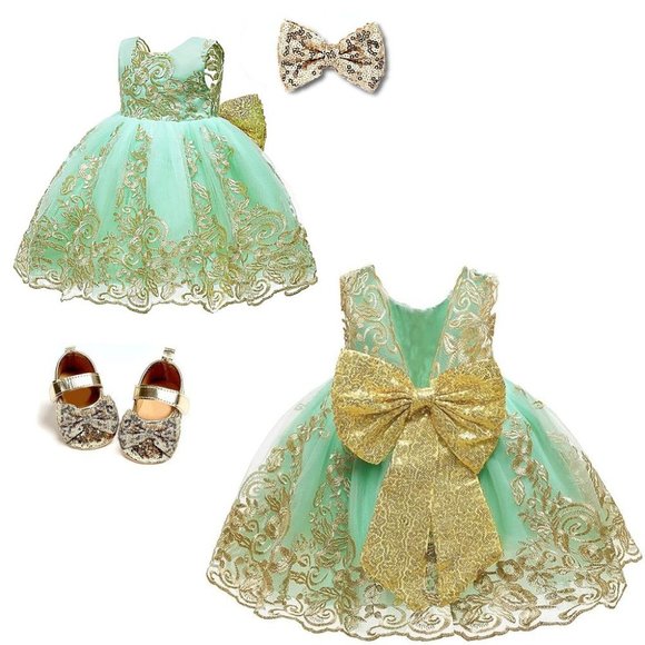 NWT Beautiful Sparkling Sequin Bow Baby Dress Christmas Flower Girl Page… - Picture 15 of 16